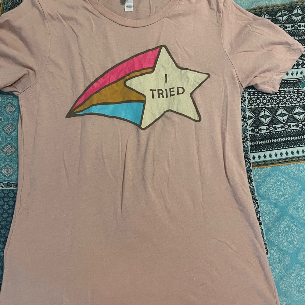 Peach Graphic T-Shirt with Star Design
